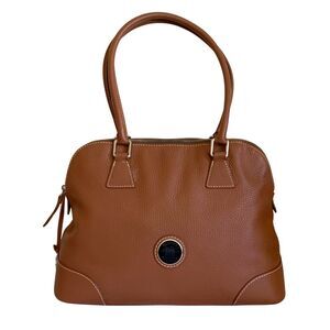 Dooney & Bourke Tan Pebble Leather Domed Satchel Shoulder Bag  Authentic Vinta